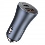 Baseus Golden Contactor Pro quick car charger USB Type C / USB 40 W Power Delivery 3.0 Quick Charge 4+ SCP FCP AFC + USB Typ C - Lightning cable gray (TZCCJD-B0G)