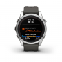 GARMIN FĒNIX 7S PRO SOLAR, SILVER STAINLESS STEEL WITH GRAPHITE BAND (010-02776-01)