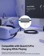 Stouchi Link Cable 5m Compatible with Meta Oculus Quest3/Quest2/Pro/PICO 4, Separate Charging Port for Power Supply (VRC5) Black