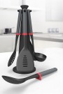 Joseph Duo 5 pcs. Utensil set and stand including spoon, ladle and spatula - black, gray, red (52151600)