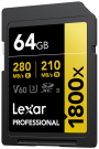 Lexar Professional 1800x SDXC 64GB U3 (V60) UHS-II R280/W210 (LSD1800064G-BNNNG)