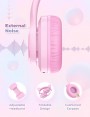 iClever Childrens Headphones for Children, Girls IC Pink LED Light Up Wired Folded Headphones