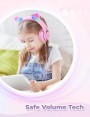 iClever Childrens Headphones for Children, Girls IC Pink LED Light Up Wired Folded Headphones