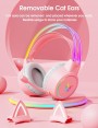 Onikuma X15 PRO RGB Light Double-Head Beam Noise Cancelling Microphone Cat Ear Gaming Headphones Pink