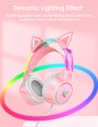 Onikuma X15 PRO RGB Light Double-Head Beam Noise Cancelling Microphone Cat Ear Gaming Headphones Pink