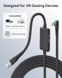 INIU Link Cable with Charging Port 5m, Compatible with Oculus Meta Quest 3/Quest 2/1/Quest Pro and Pico 4/PC Steam VR Accessories (DI-401)