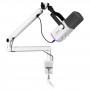 FIFINE AmpliGame TAM8W Wired Microphone with Stand and RGB Backlight USB/XLR White