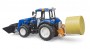 Bruder New Holland T5.120 with frontloader, transport box, forks and 1 round bale (02187)