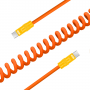 Newell USB-C to USB-C Cable, 100 W, 1.5 m, Silicone, Spiral, Orange-Yellow