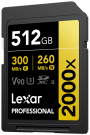 Lexar SDXC Pro 2000X UHS-II U3 R300/W260 (V90) 512GB (LSD2000512G-RNNNG)
