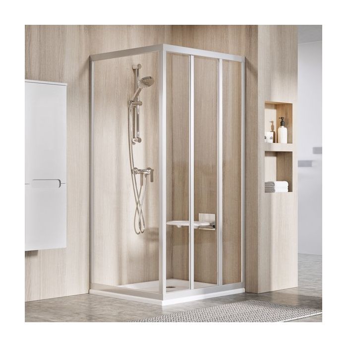 Ravak Shower Fixed Wall APSS-80 198 White + Glass Transparent (940401R2Z1)