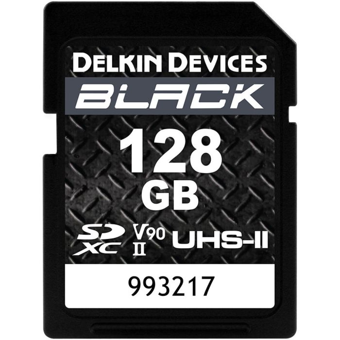 Delkin Devices SDXC 128GB BLACK UHS-II V90 U3 Read 300 MB/s, Write 250 MB/s (DSDBV90128)