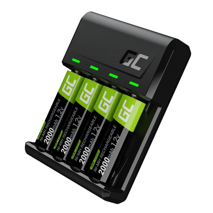 Green Cell GC VitalCharger AA and AAA charger + 4x AA 2000mAh NiMH batteries (GRSETGC01)