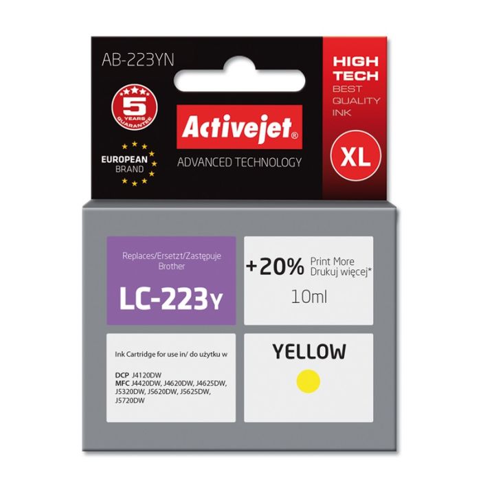 Activejet AB-223YN Brother LC223Y replacement Supreme 10 ml yellow