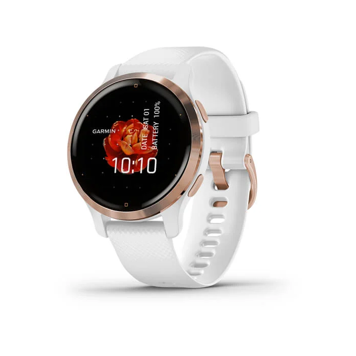 Garmin Venu 2S Rozā zelta krāsas nerūsējošā tērauda ietvars ar baltu korpusu un silikona pulksteņa siksniņu (010-02429-13) Garmin Venu 2S Rozā zelta krāsas nerūsējošā tērauda ietvars ar baltu korpusu un silikona pulksteņa siksniņu (010-02429-13)