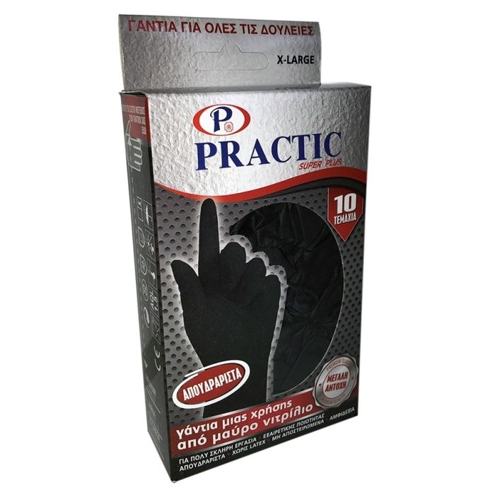 Binis Practic Super Plus 10 Black disposable nitrile exam gloves, size large Binis Practic Super Plus 10 Black disposable nitrile exam gloves, size large