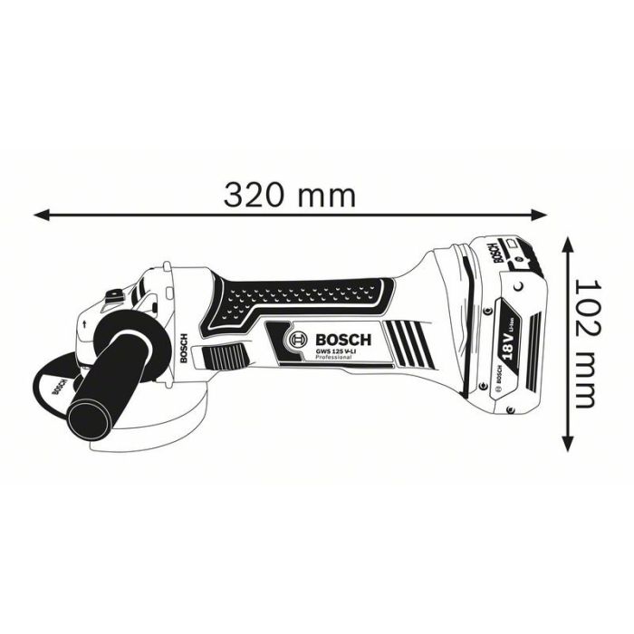 Bosch GWS 18-125 V-LI, SOLO Carton (060193A307)