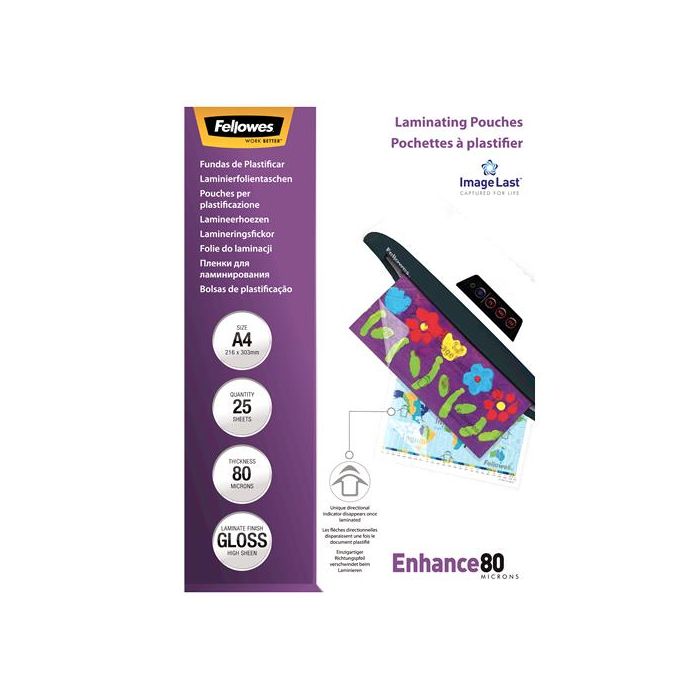 Fellowes ImageLast A4 80 Micron 25 Pack Laminator Pouch (5396205)