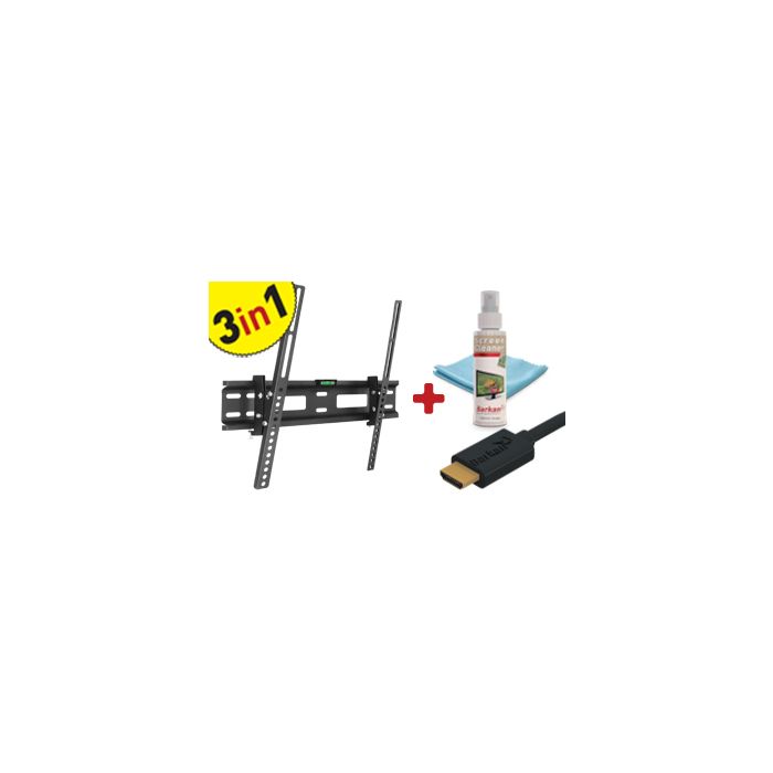 Barkan CM310 Tilt TV Mount + Screen Cleaner + HDMI Cable