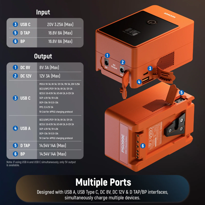 Neewer PS099EO 99 Wh V-Mount Lithium Battery Orange