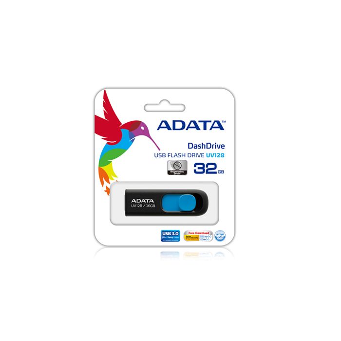 ADATA DashDrive UV128 128GB USB flash drive USB Type-A 3.2 Gen 1 (3.1 Gen 1) Black, Blue ADATA DashDrive UV128 128GB USB flash drive USB Type-A 3.2 Gen 1 (3.1 Gen 1) Black, Blue
