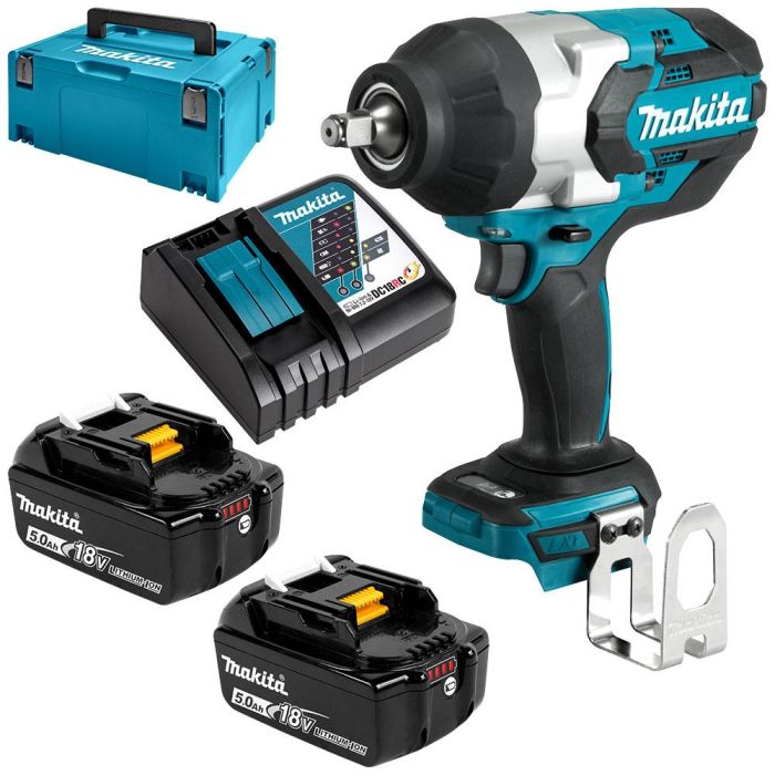 Makita DTW1002Z + 2pcs 5.0Ah Battery + Makita DC18RC Battery Charger Makita DTW1002Z + 2pcs 5.0Ah Battery + Makita DC18RC Battery Charger