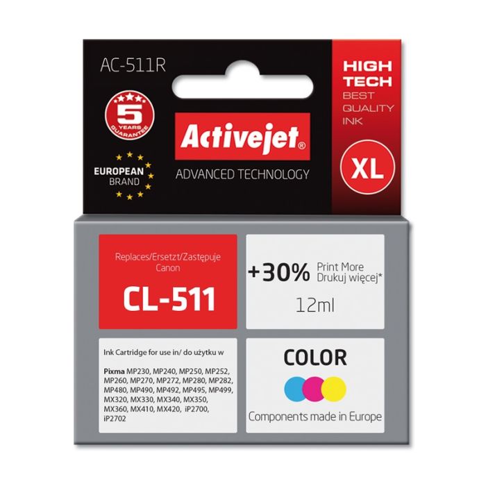 Activejet AC-511R Ink cartridge (replacement for Canon CL-511)