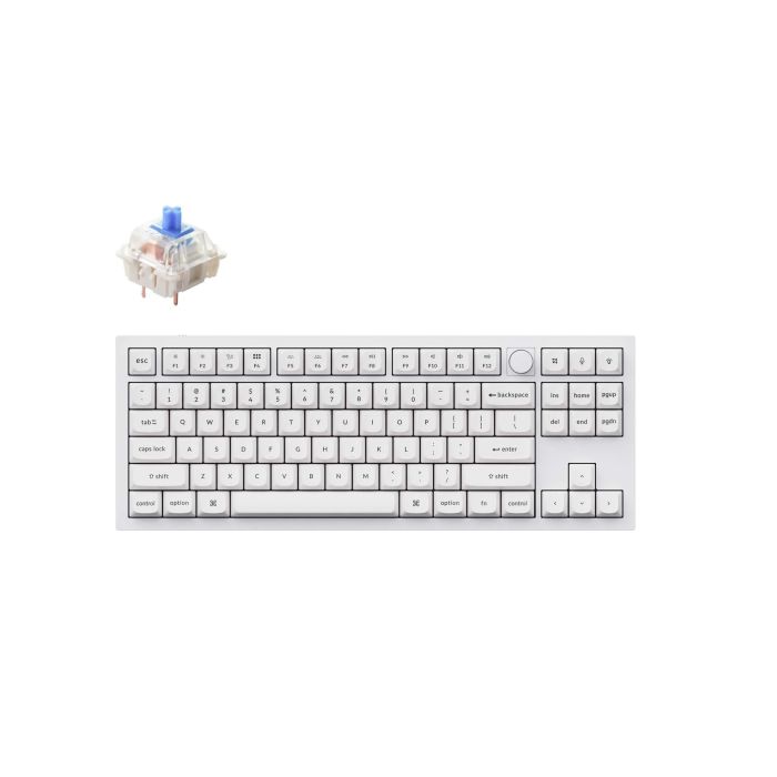 Keychron Q3 80% White (ANSI, RGB, Hot-Swap, Gateron G Pro Blue Switch) (X0037ZR67B)