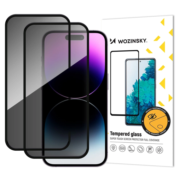 Wozinsky Privacy Glass tempered glass for iPhone 17 Pro Set of 2 Wozinsky Privacy Glass tempered glass for iPhone 17 Pro Set of 2