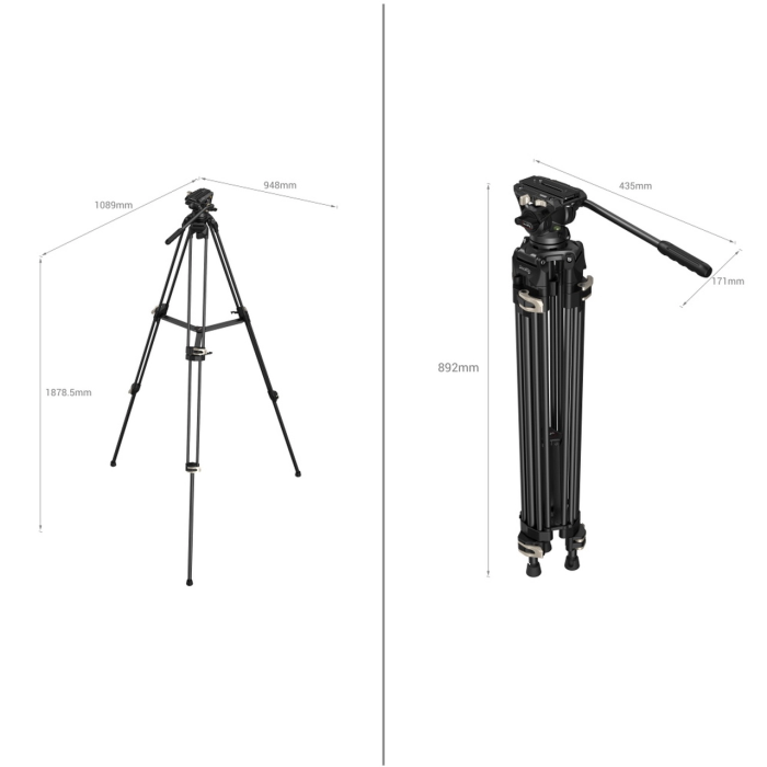 SmallRig Heavy-Duty Fluid Head Tripod AD-01 3751 SmallRig Heavy-Duty Fluid Head Tripod AD-01 3751