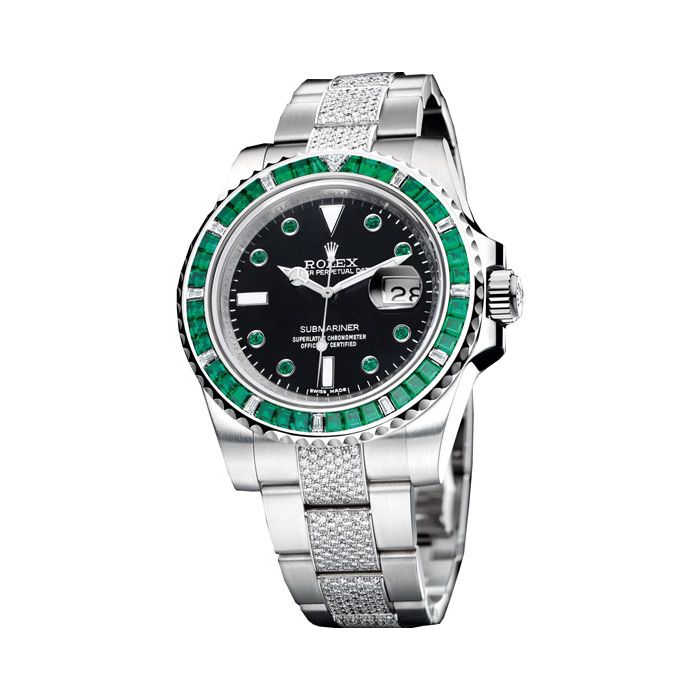 Rolex Submariner Diamond Emerald Baguette Unisex Watch Model 116649-74789