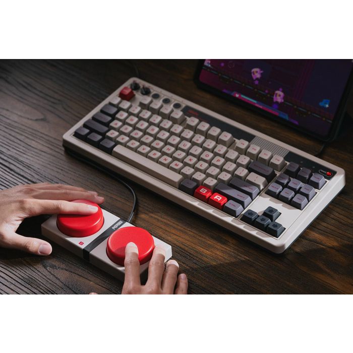 8Bitdo Retro Mechanical Keyboard, Bluetooth/2.4G/USB-C Hot Swappable Gaming Keyboard with 87 Keys - N Edition