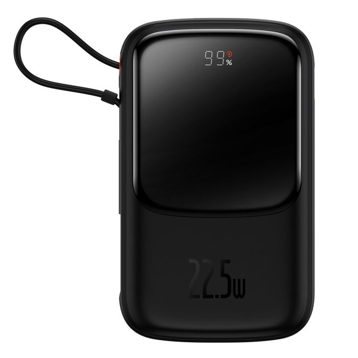 Baseus Qpow Digital Display powerbank with fast charging 10000mAh 22.5W QC/PD/SCP/FCP with built-in USB-C cable black Baseus Qpow Digital Display powerbank with fast charging 10000mAh 22.5W QC/PD/SCP/FCP with built-in USB-C cable black