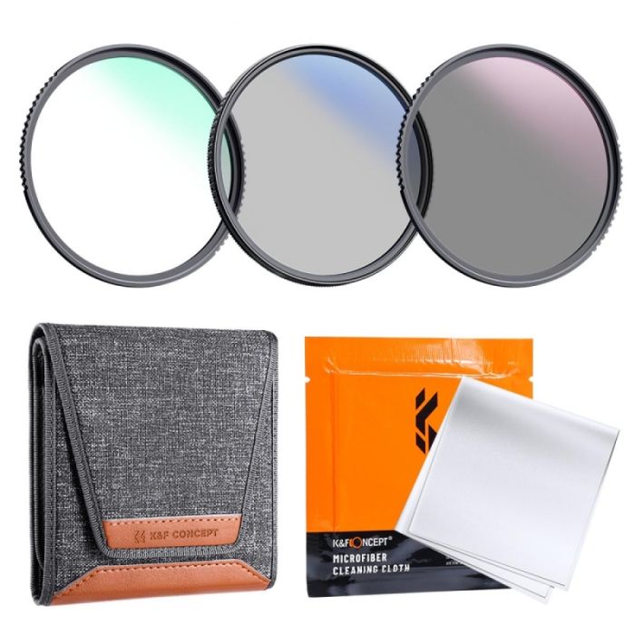 K&F Concept Filter Kit 58mm (UV, CPL Polarizer, Neutral Density ND4) K&F Concept Filter Kit 58mm (UV, CPL Polarizer, Neutral Density ND4)