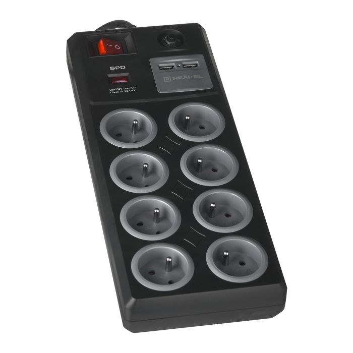 REAL-EL FRS-8F USB Charge 3m pagarinātājs