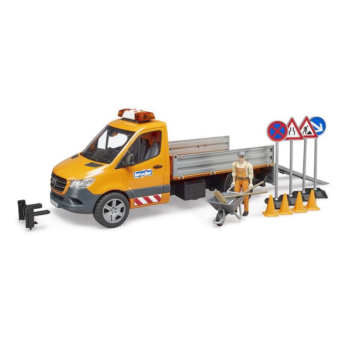 Bruder MB Sprinter municipal vehicle including light and sound module, driver and accessories (02677)