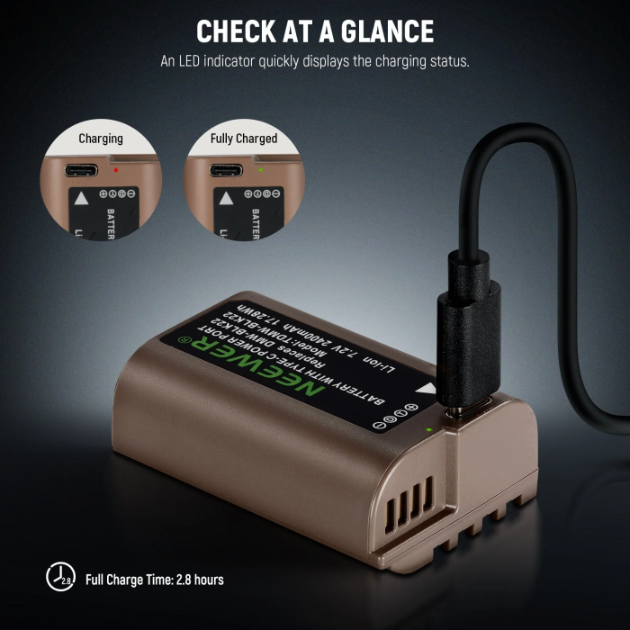 Neewer DMW-BLK22 Battery for Panasonic Lumix with USB-C port