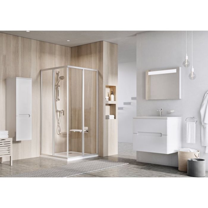 Ravak Shower Corner SRV2-90 195 S White + Glass Grape (14V701O2ZG)