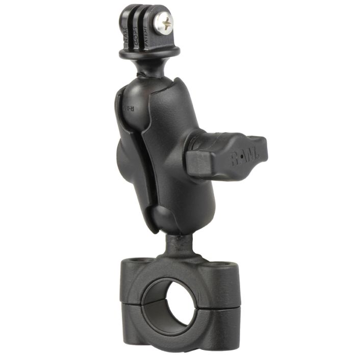 Ram Mounts RAM Torque ¾" - 1" Diameter Handlebar/Rail Base with 1" Ball, Short Arm and Universal Action Camera Adapte (RAM-B-408-75-1-A-GOP1U)