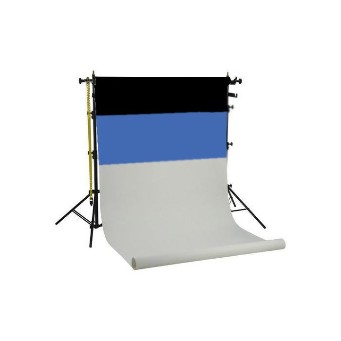 Falcon Eyes Background System SPK-3 With 3 Rolls Black/White/Blue 1.35x11m Falcon Eyes Background System SPK-3 With 3 Rolls Black/White/Blue 1.35x11m