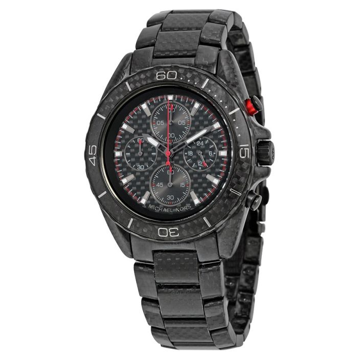 Michael Kors Jetmaster Black Carbon Fiber Chronograph Dial Mens Watch (MK8455)
