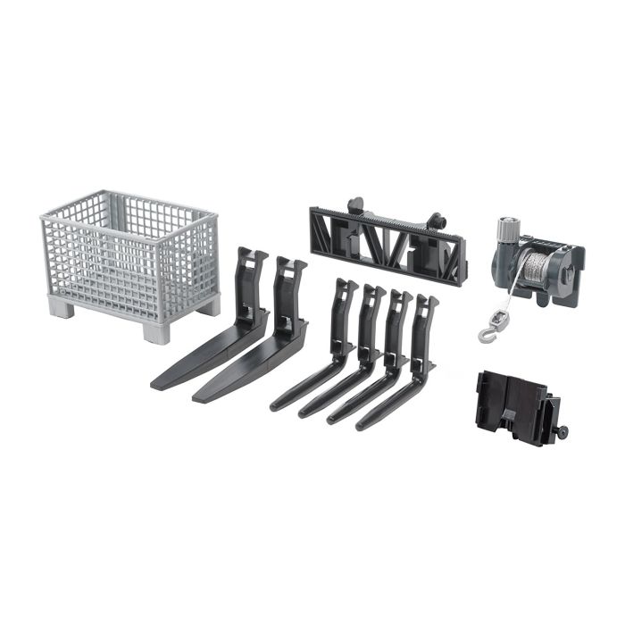 Bruder Box-type Pallet, winch and Forks for Frontloader (02318)