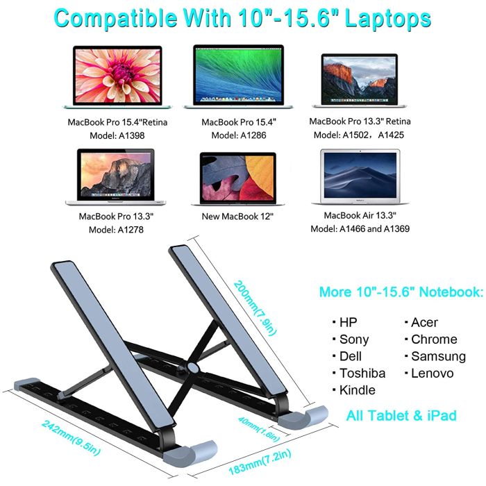 Babacom 9-Level Aluminium Portable Height-Adjustable Laptop Stand