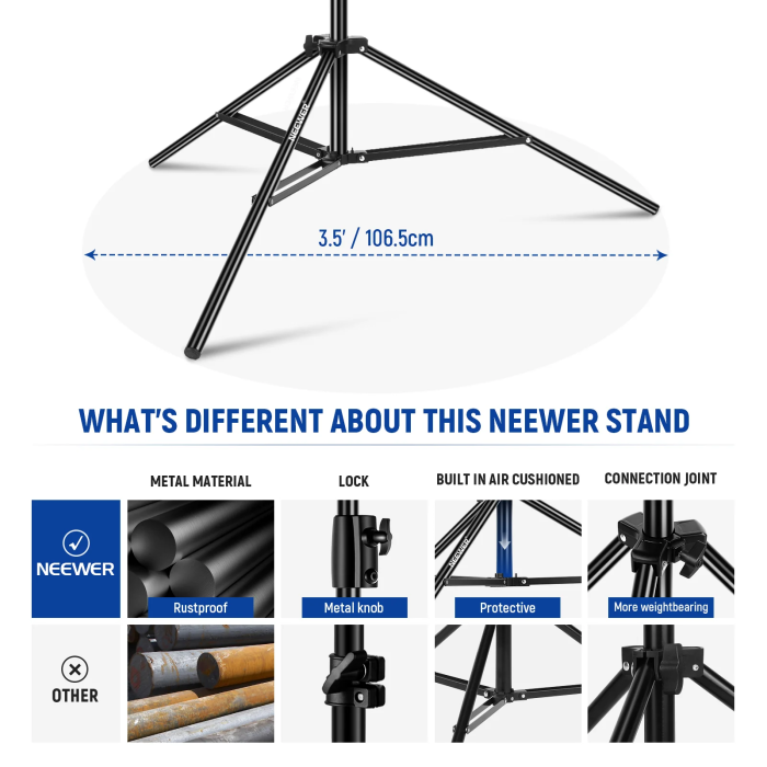 Neewer ST-400AC 400 cm 25-30-35-40 mm Air Cushion Light Stand