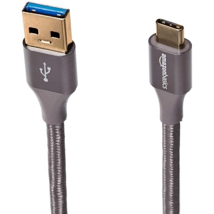 Amazon Basics Fast Charging Cable, USB-C to USB-A 3.1 (Gen. 1), Nylon Wrap 3m Dark Gray (UTC-C-A-3.1-Gen 1-10FT-GRY)