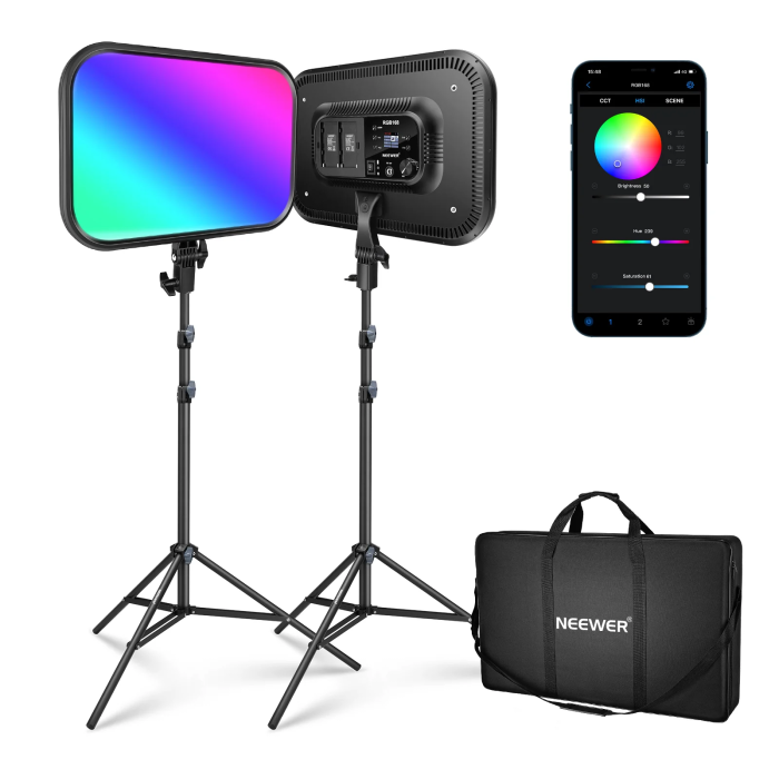 Neewer RGB168 2× RGB168 Soft LED Light 2× 200 cm Light Stand Bag Neewer RGB168 2× RGB168 Soft LED Light 2× 200 cm Light Stand Bag