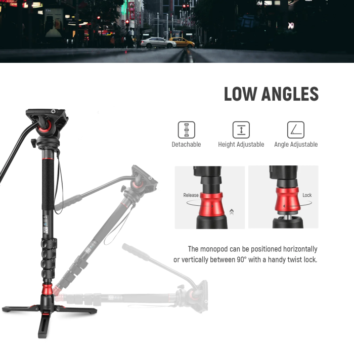 Neewer GM76 Aluminum Alloy Monopod with Fluid Head