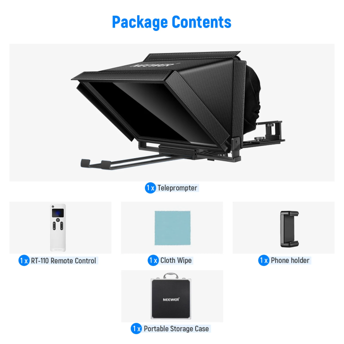 Neewer X12 14" Teleprompter with Remote Control and Carry Case