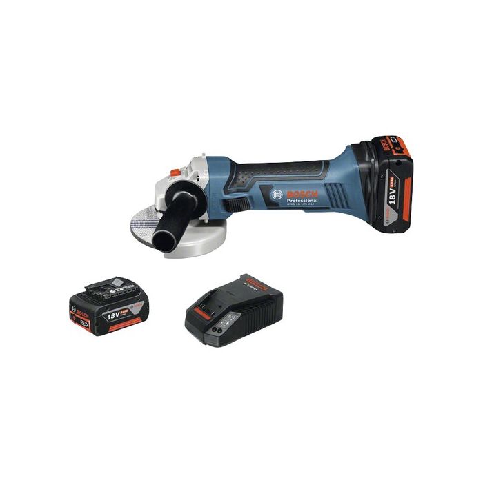 Bosch GWS 18-125 Li (4 Ah) with 2 Batteries