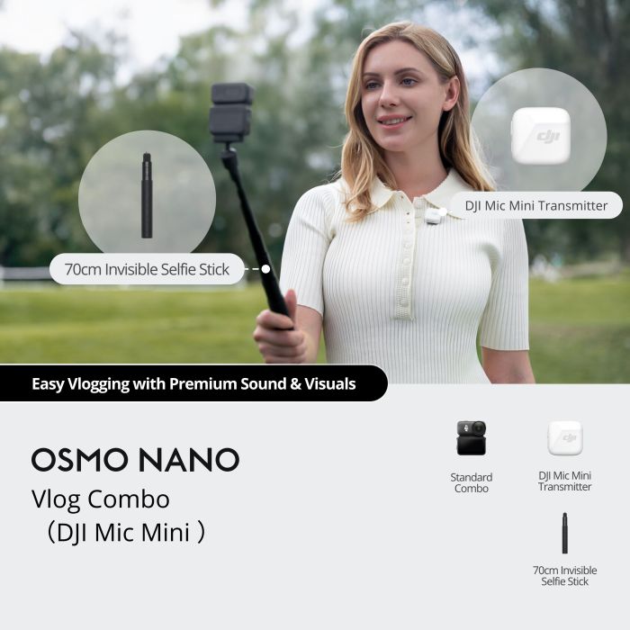 DJI Osmo Nano Vlog Combo (64GB, DJI Mic Mini Transmitter Arctic White)
